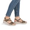 Rieker Cross Strap Velcro Wedge Sandal - Leopard Print
